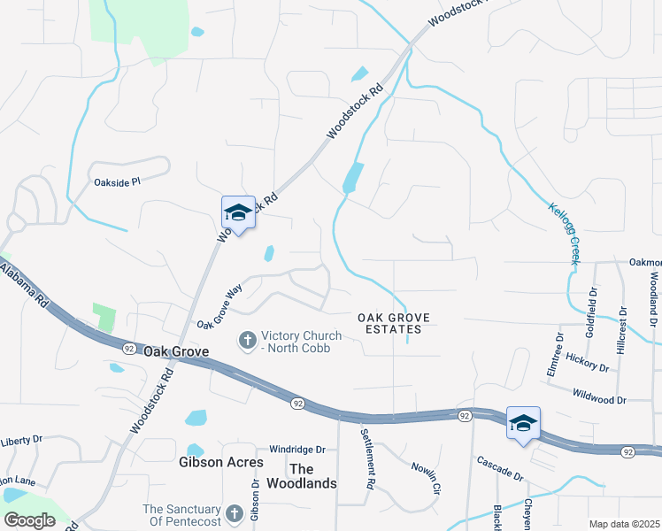 map of restaurants, bars, coffee shops, grocery stores, and more near 624 Spanish Oak Drive in Acworth