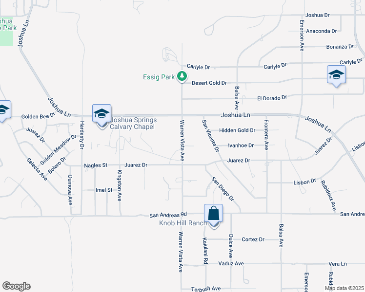 map of restaurants, bars, coffee shops, grocery stores, and more near Ivanhoe Drive in Yucca Valley