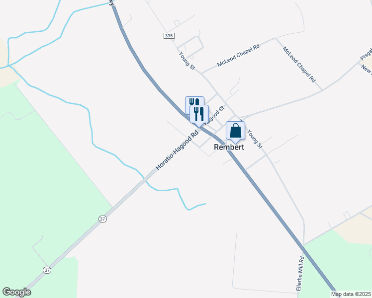 map of restaurants, bars, coffee shops, grocery stores, and more near 6720 Bradley Street in Rembert
