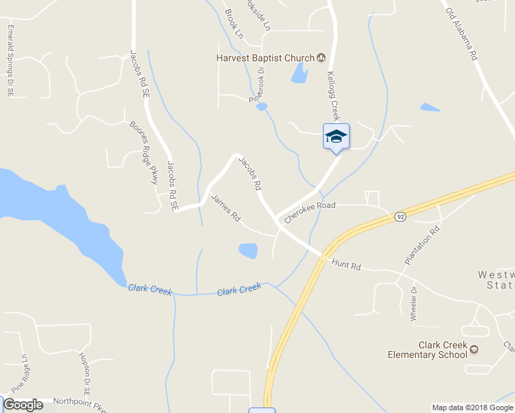 map of restaurants, bars, coffee shops, grocery stores, and more near 5723 Jacobs Road in Acworth