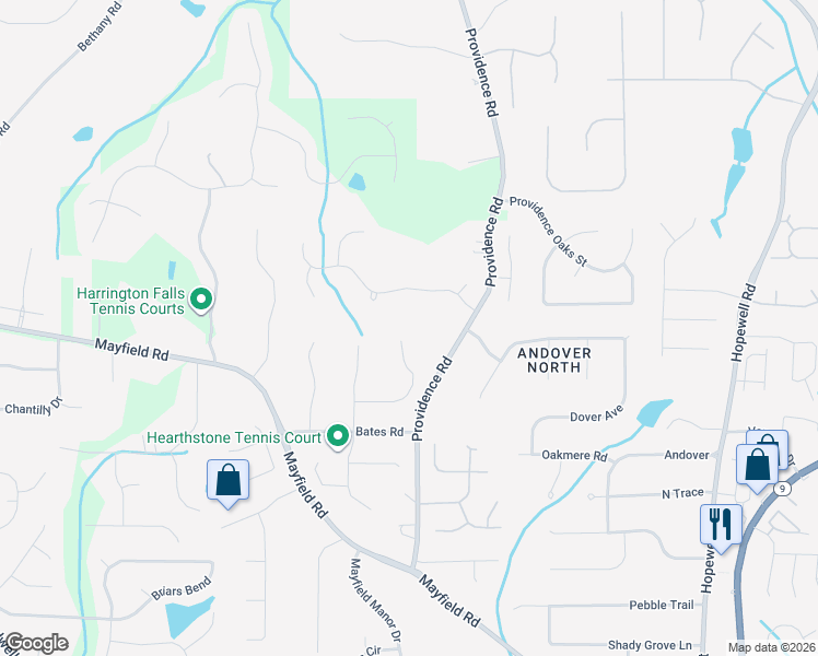map of restaurants, bars, coffee shops, grocery stores, and more near 12780 Providence Road in Alpharetta