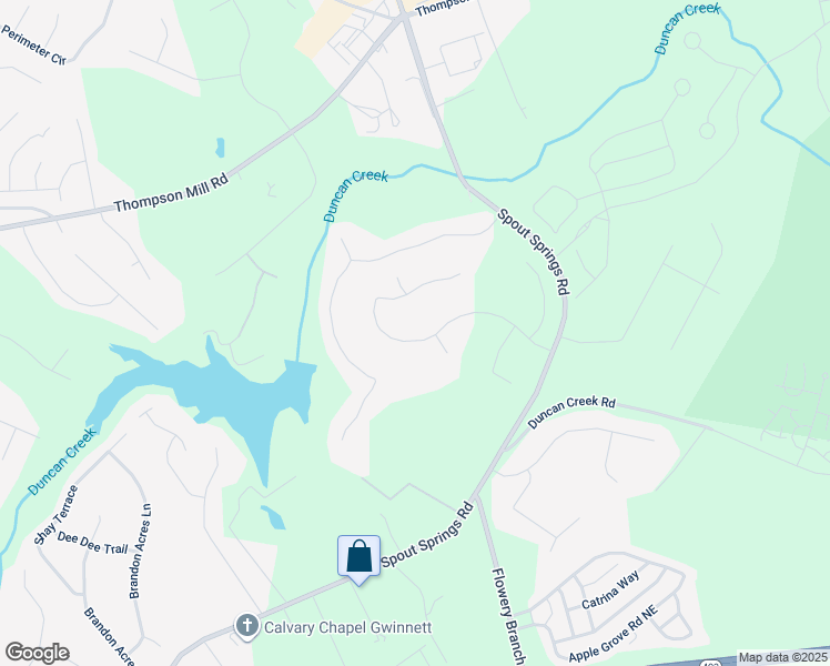 map of restaurants, bars, coffee shops, grocery stores, and more near 2265 Pemberton Point in Buford