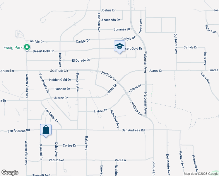 map of restaurants, bars, coffee shops, grocery stores, and more near 58268 Juarez Drive in Yucca Valley