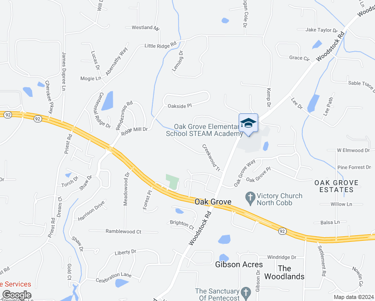 map of restaurants, bars, coffee shops, grocery stores, and more near 219 Brookhaven Court in Acworth