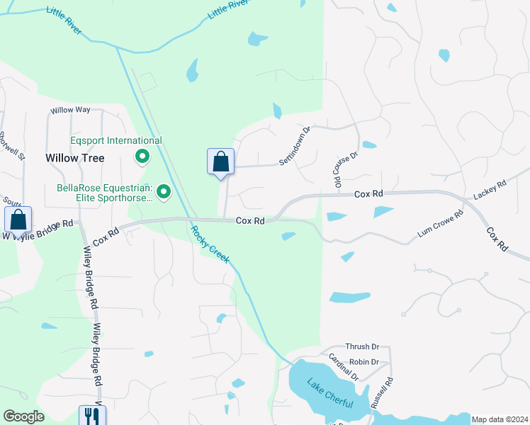 map of restaurants, bars, coffee shops, grocery stores, and more near 860 Heathland Court in Roswell