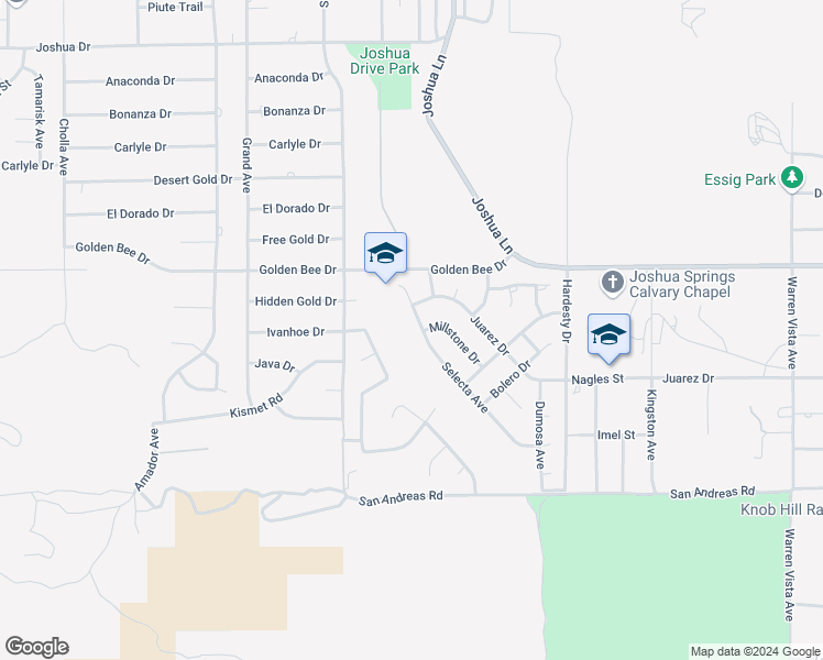 map of restaurants, bars, coffee shops, grocery stores, and more near 57077 Selecta Avenue in Yucca Valley
