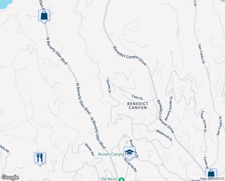 map of restaurants, bars, coffee shops, grocery stores, and more near 10216 Cielo Drive in Beverly Hills