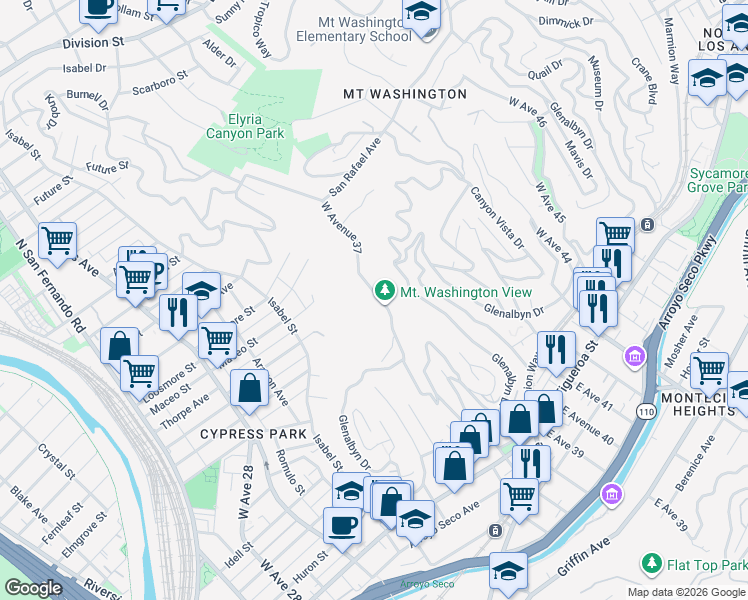 map of restaurants, bars, coffee shops, grocery stores, and more near 812 West Avenue 37 in Los Angeles