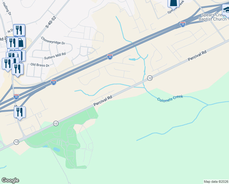 map of restaurants, bars, coffee shops, grocery stores, and more near 4655 Percival Road in Columbia