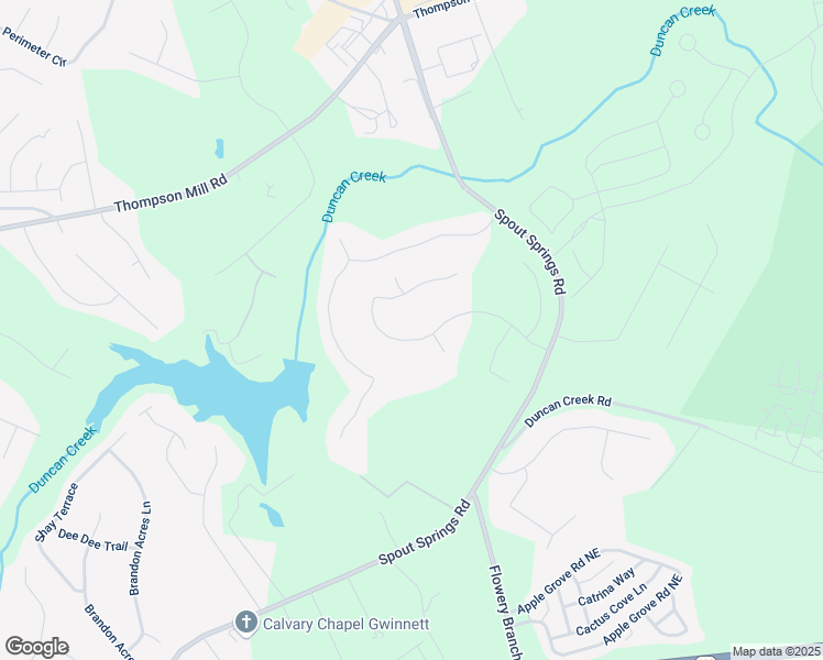 map of restaurants, bars, coffee shops, grocery stores, and more near 2265 Pemberton Point in Buford
