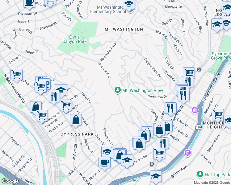 map of restaurants, bars, coffee shops, grocery stores, and more near 812 West Avenue 37 in Los Angeles