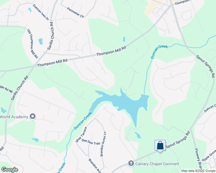 map of restaurants, bars, coffee shops, grocery stores, and more near 2400 Weber Heights Way in Buford