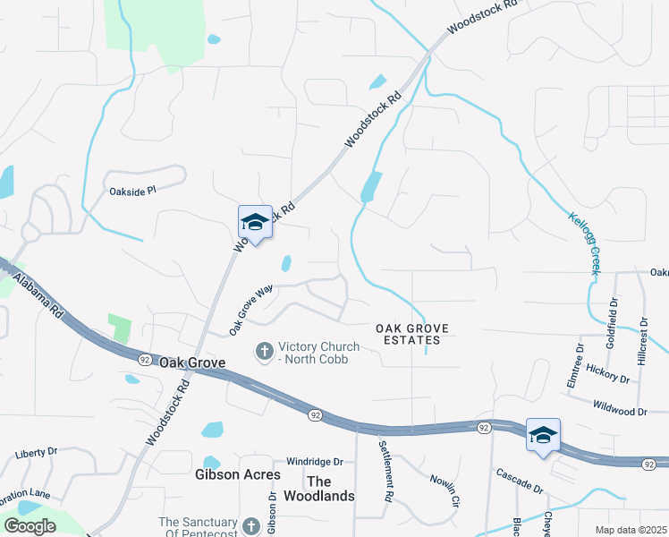 map of restaurants, bars, coffee shops, grocery stores, and more near 629 Spanish Oak Drive in Acworth