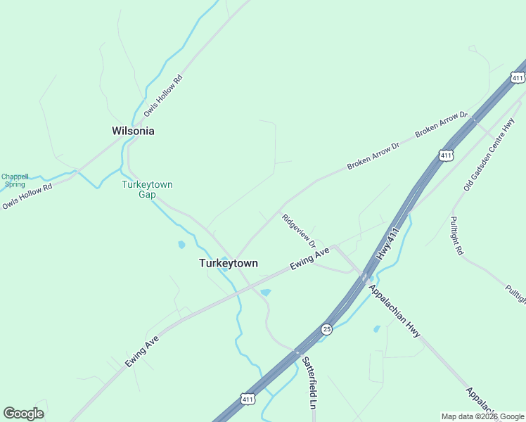 map of restaurants, bars, coffee shops, grocery stores, and more near 1006 Broken Arrow Drive in Gadsden