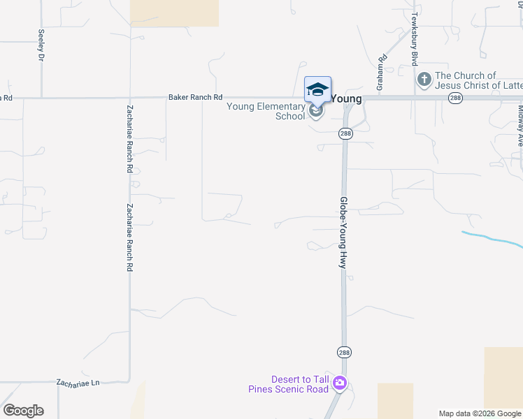 map of restaurants, bars, coffee shops, grocery stores, and more near 46520 Arizona 288 in Young