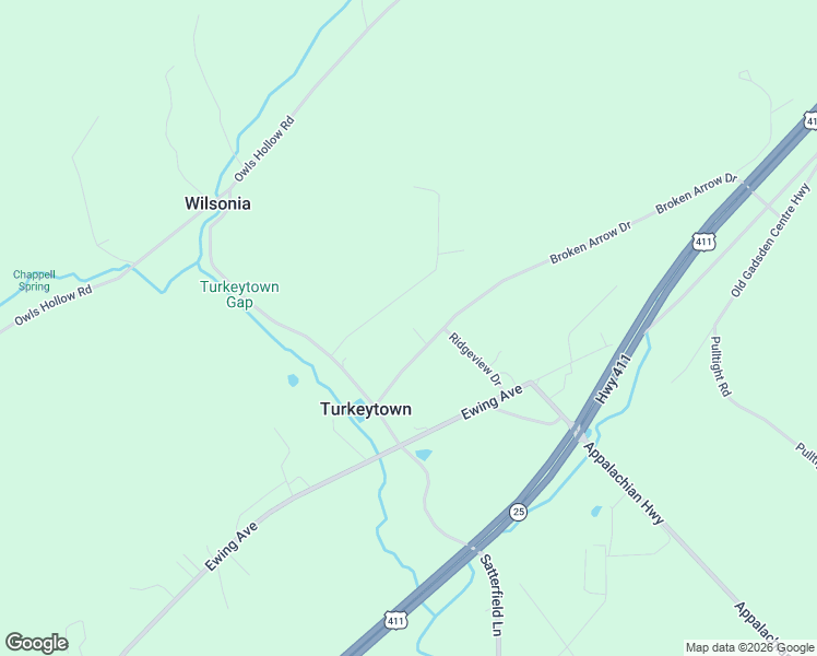 map of restaurants, bars, coffee shops, grocery stores, and more near 1006 Broken Arrow Drive in Gadsden