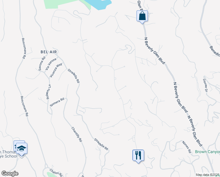 map of restaurants, bars, coffee shops, grocery stores, and more near 1241 Stone Canyon Road in Los Angeles