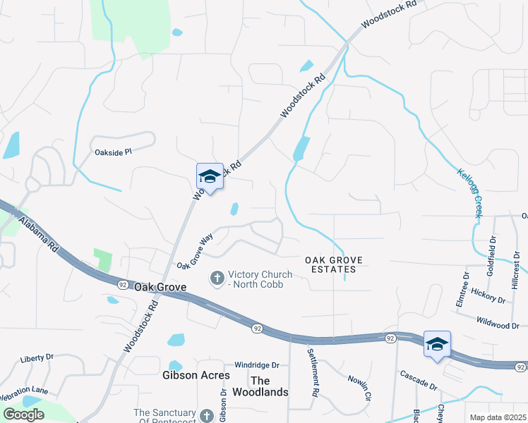map of restaurants, bars, coffee shops, grocery stores, and more near 507 Oakleaf Court in Acworth