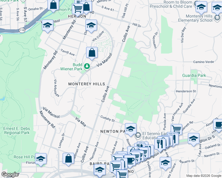map of restaurants, bars, coffee shops, grocery stores, and more near 4256 Collis Avenue in Los Angeles