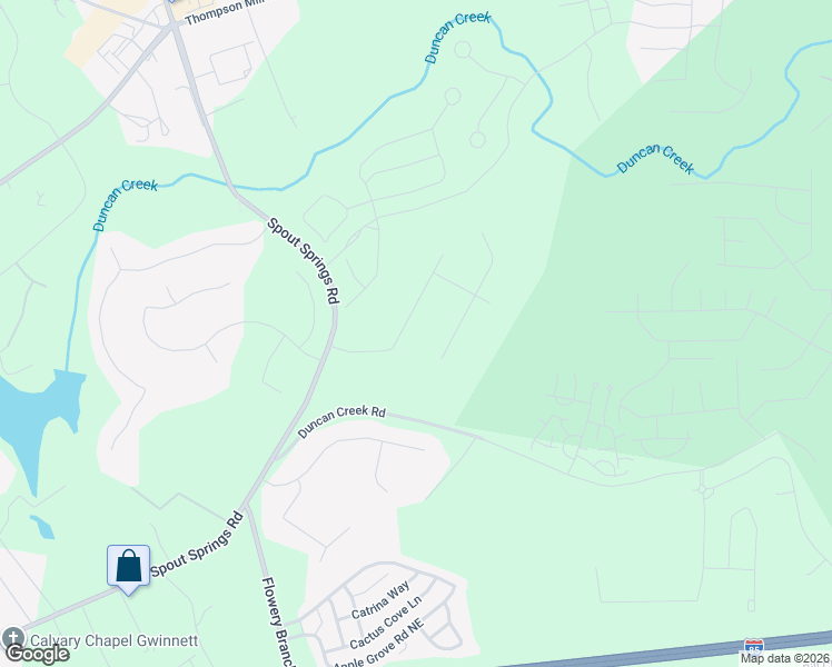 map of restaurants, bars, coffee shops, grocery stores, and more near 1980 Deer Creek Trail in Buford