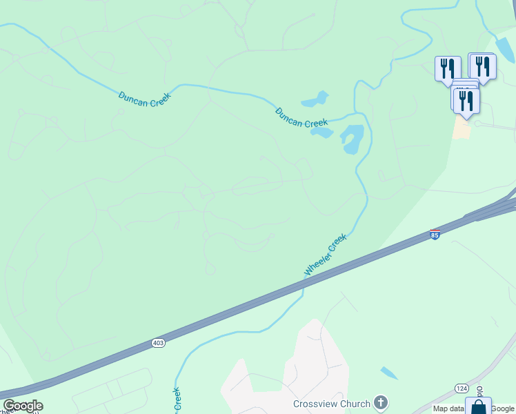 map of restaurants, bars, coffee shops, grocery stores, and more near 5757 Gene Sarazen Drive in Braselton