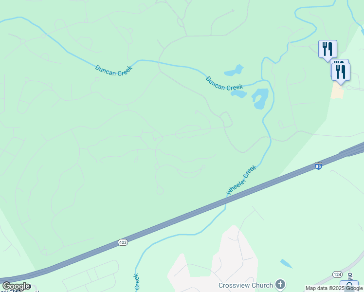 map of restaurants, bars, coffee shops, grocery stores, and more near 5727 Gene Sarazen Drive in Braselton