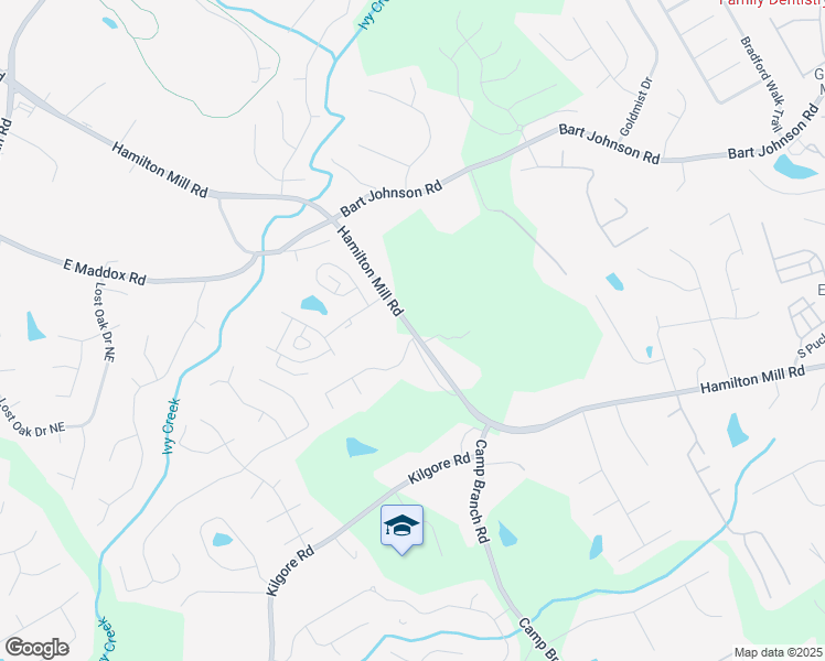 map of restaurants, bars, coffee shops, grocery stores, and more near 3651 Hamilton Mill Road in Buford