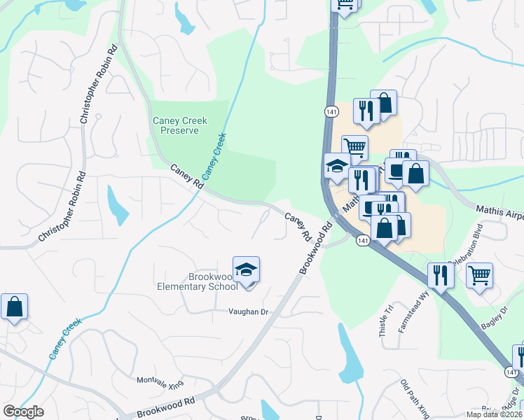 map of restaurants, bars, coffee shops, grocery stores, and more near 3090 Stonecrest Drive in Cumming