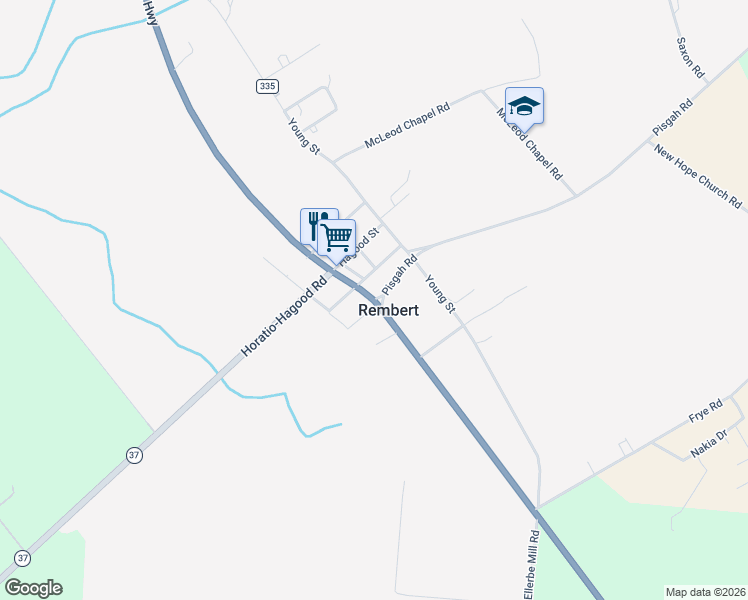 map of restaurants, bars, coffee shops, grocery stores, and more near U.S. 521 in Rembert