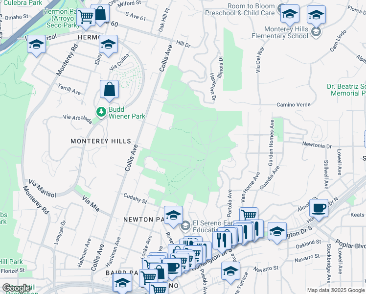 map of restaurants, bars, coffee shops, grocery stores, and more near 4232 North Locke Avenue in Los Angeles