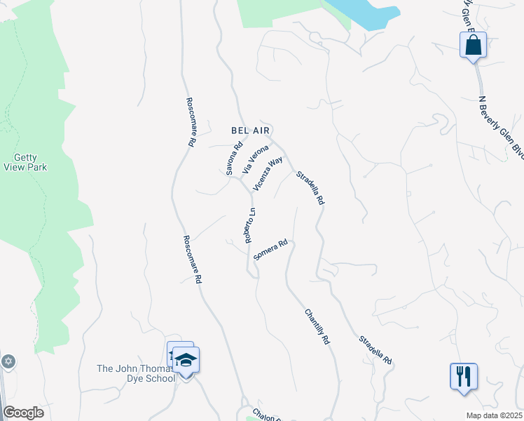 map of restaurants, bars, coffee shops, grocery stores, and more near 1221 Roberto Lane in Los Angeles