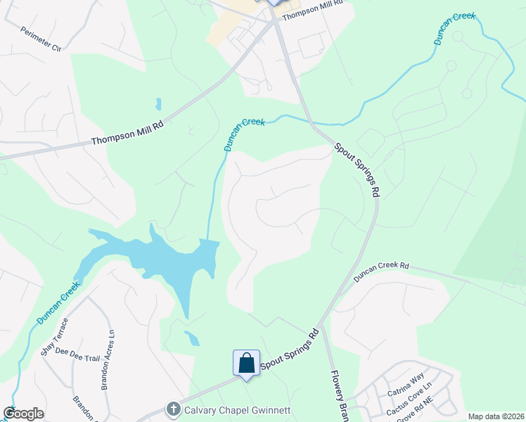 map of restaurants, bars, coffee shops, grocery stores, and more near 2355 Pemberton Point in Buford