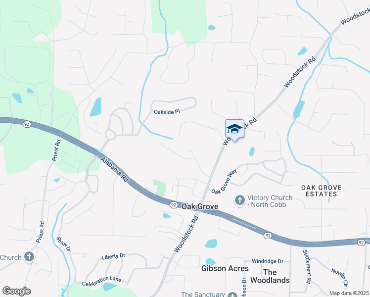 map of restaurants, bars, coffee shops, grocery stores, and more near 129 Creekwood Tr in Acworth