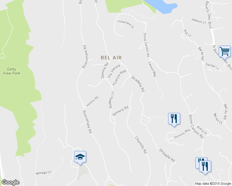 map of restaurants, bars, coffee shops, grocery stores, and more near 1221 Roberto Lane in Los Angeles