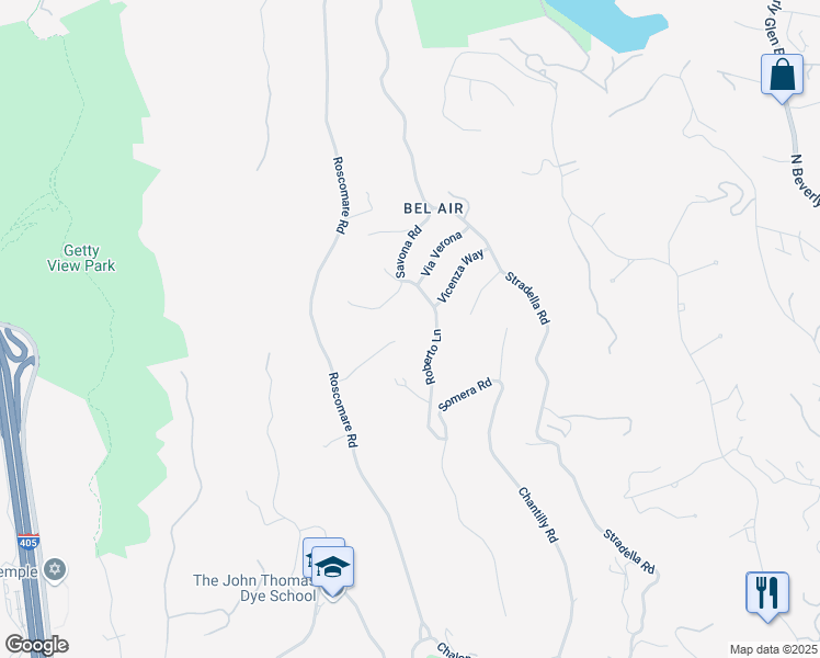 map of restaurants, bars, coffee shops, grocery stores, and more near 10925 Verano Road in Los Angeles