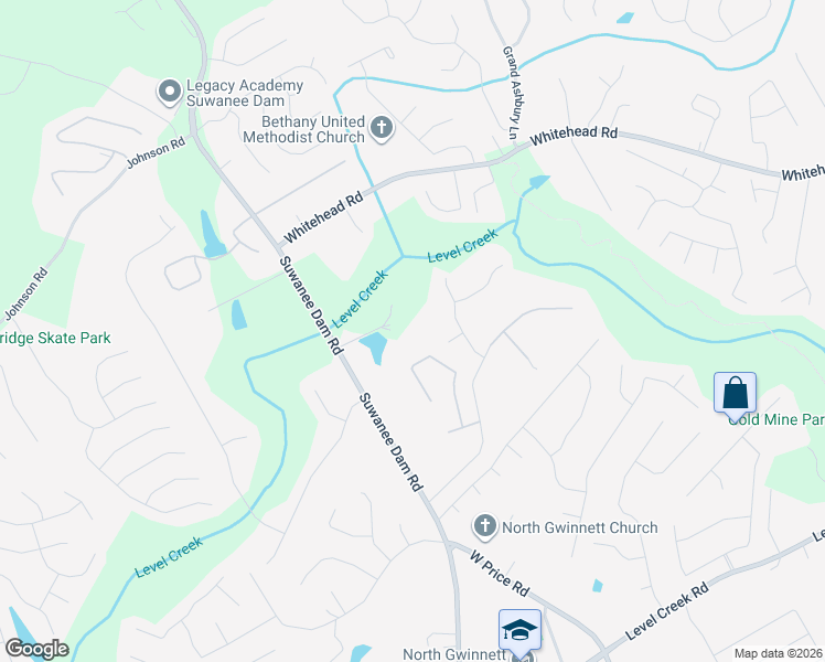map of restaurants, bars, coffee shops, grocery stores, and more near 5231 Suwanee Dam Road in Suwanee