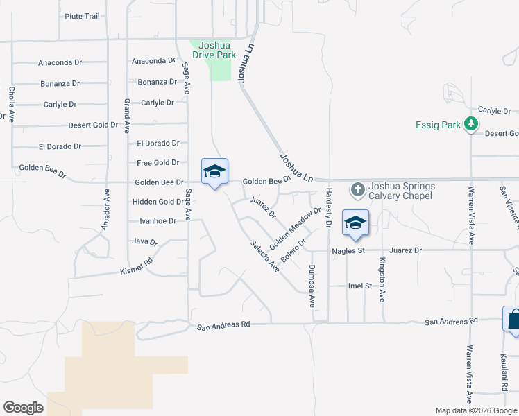 map of restaurants, bars, coffee shops, grocery stores, and more near 57103 Juarez Drive in Yucca Valley