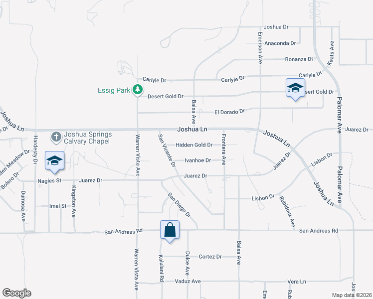 map of restaurants, bars, coffee shops, grocery stores, and more near 57877 Hidden Gold Drive in Yucca Valley