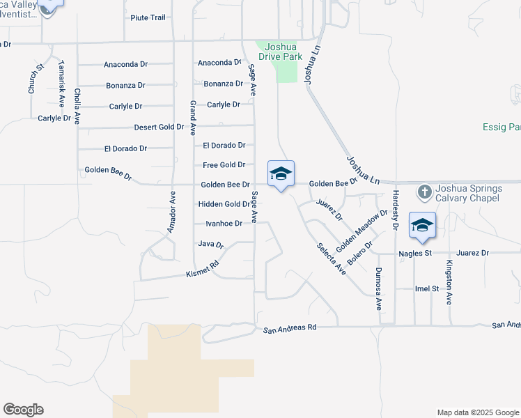 map of restaurants, bars, coffee shops, grocery stores, and more near 56925 Hidden Gold Drive in Yucca Valley