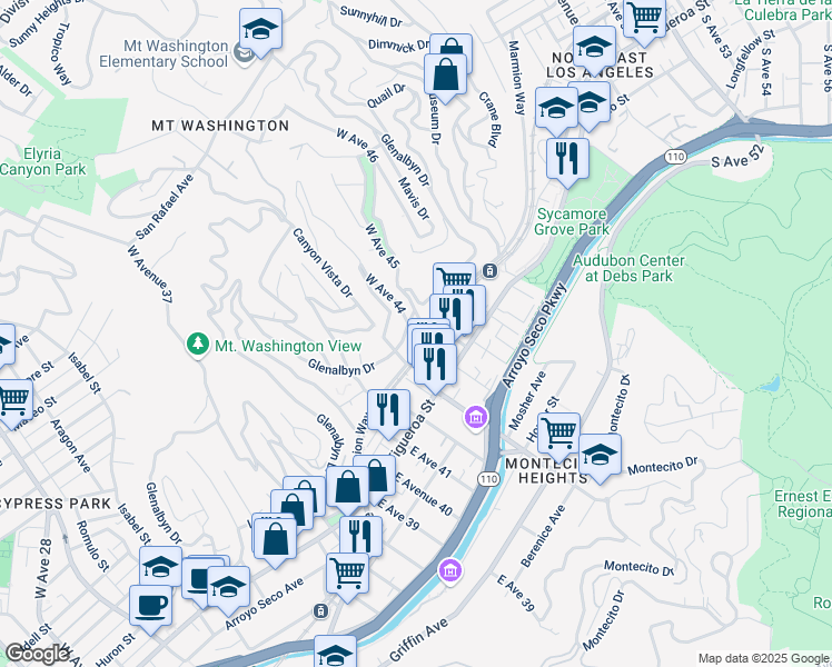 map of restaurants, bars, coffee shops, grocery stores, and more near 4329 Marmion Way in Los Angeles