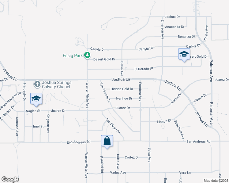 map of restaurants, bars, coffee shops, grocery stores, and more near 57877 Hidden Gold Drive in Yucca Valley