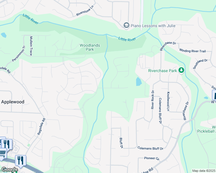 map of restaurants, bars, coffee shops, grocery stores, and more near 101 Brendylynn Trace in Woodstock