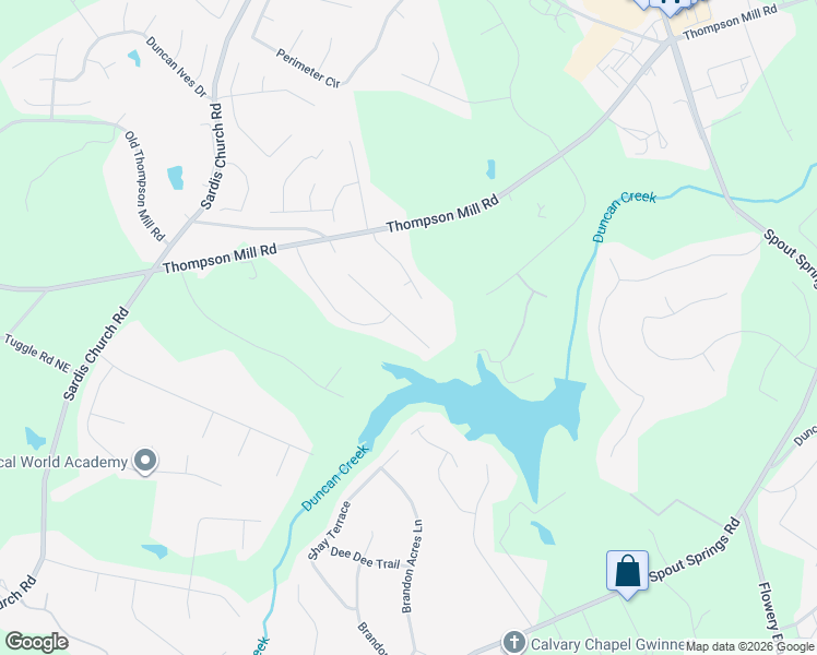 map of restaurants, bars, coffee shops, grocery stores, and more near 2435 Weber Heights Way in Buford