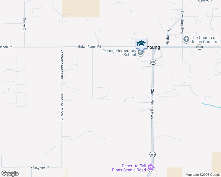 map of restaurants, bars, coffee shops, grocery stores, and more near 541 Elk Ridge Road in Young