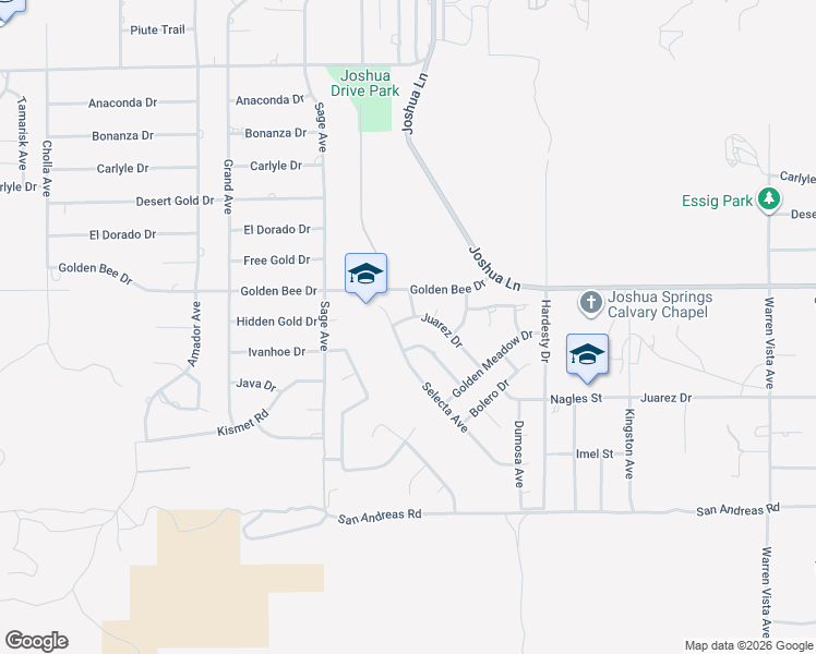 map of restaurants, bars, coffee shops, grocery stores, and more near 57049 Juarez Drive in Yucca Valley