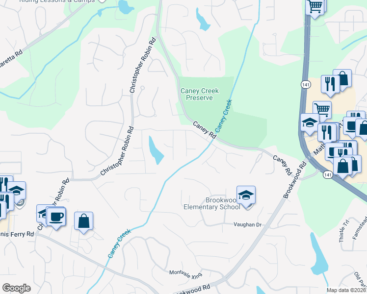 map of restaurants, bars, coffee shops, grocery stores, and more near 3150 Glen Glade Way in Cumming