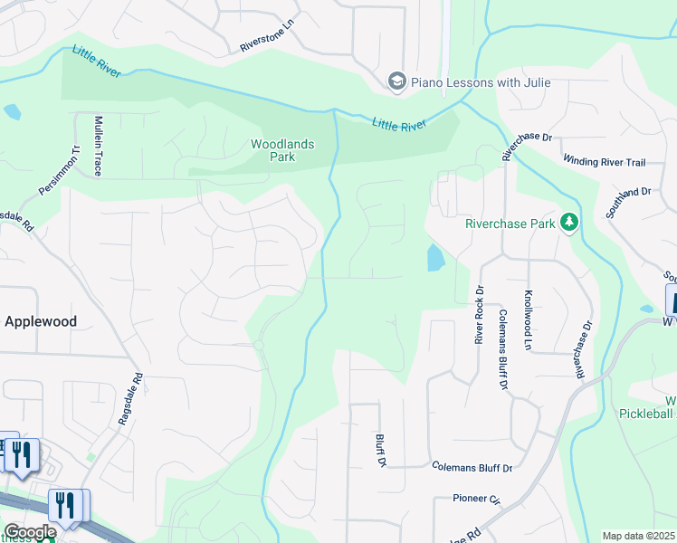 map of restaurants, bars, coffee shops, grocery stores, and more near 101 Brendylynn Trace in Woodstock