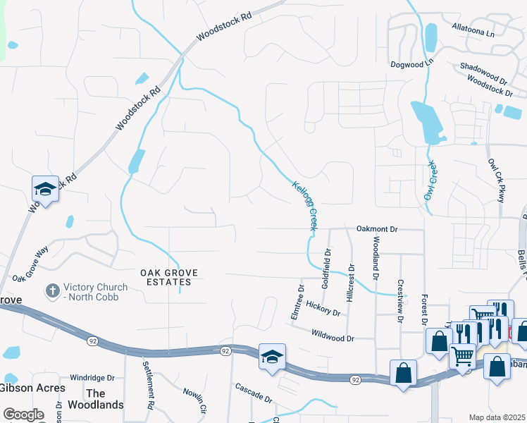 map of restaurants, bars, coffee shops, grocery stores, and more near 405 Sable Trace Cove in Acworth