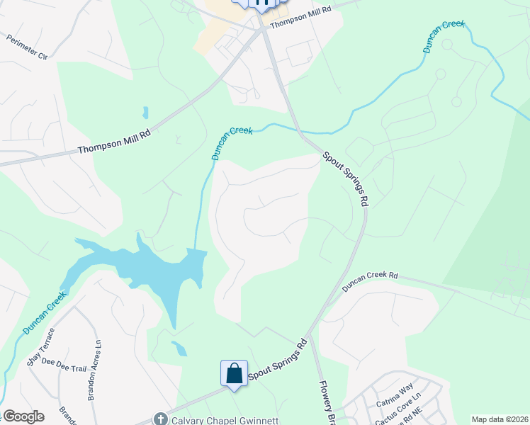 map of restaurants, bars, coffee shops, grocery stores, and more near 2405 Pemberton Point in Buford
