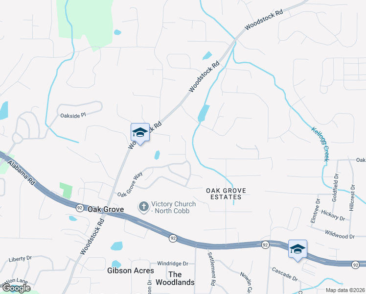 map of restaurants, bars, coffee shops, grocery stores, and more near 639 Spanish Oak Drive in Acworth